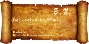 Balkovics Noémi névjegykártya